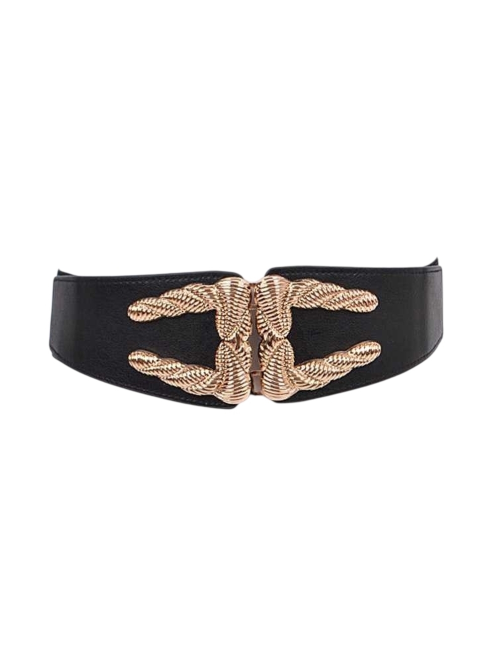 Black Waist Belt with Gold Rope Double Buckle ( Door Knocker Style)